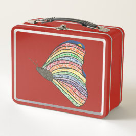 Rainbow Mosaic Butterfly on Metal Lunch Boxes
