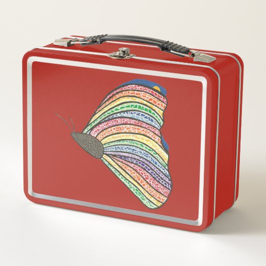 Rainbow Mosaic Butterfly on Metal Lunch Boxes (Voorkant)