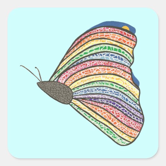 Rainbow Mosaic Butterfly Stickers (Voorkant)