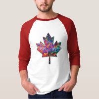 Rainbow Mosaic Canada Maple Leaf and Shadow T-Shir