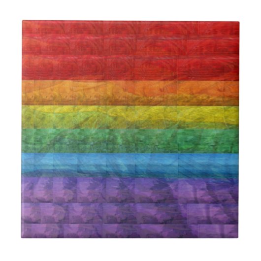 Rainbow Mosaic Gay Pride Flag Tegeltje (Voorkant)