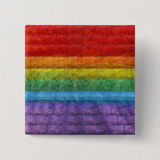 Rainbow Mosaic Gay Pride Flag Vierkante Button 5,1 Cm (Voorkant)