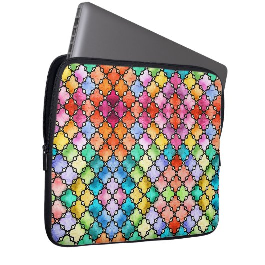 Rainbow mosaic pattern laptop sleeve (Voorkant Rechts)