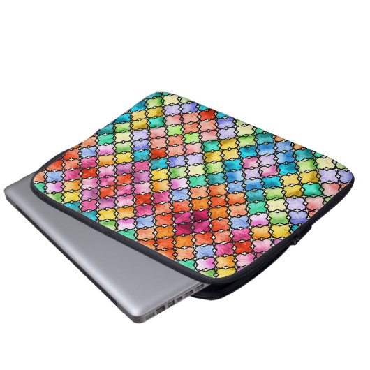 Rainbow mosaic pattern laptop sleeve (Voorkant onderkant)