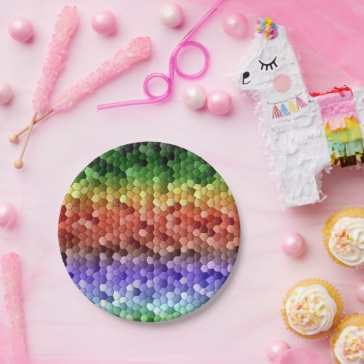 Rainbow Mosaic Pattern Papieren Bordje (Feest)