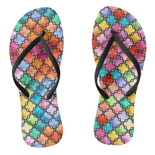 Rainbow mosaic pattern teenslippers (Voetbed)