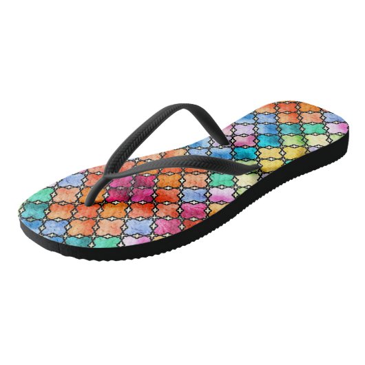 Rainbow mosaic pattern teenslippers (Schuin)