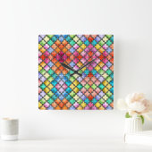Rainbow mosaic pattern vierkante klok (Huis)