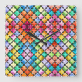 Rainbow mosaic pattern vierkante klok (Voorkant)