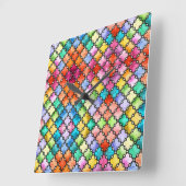 Rainbow mosaic pattern vierkante klok (Hoek)