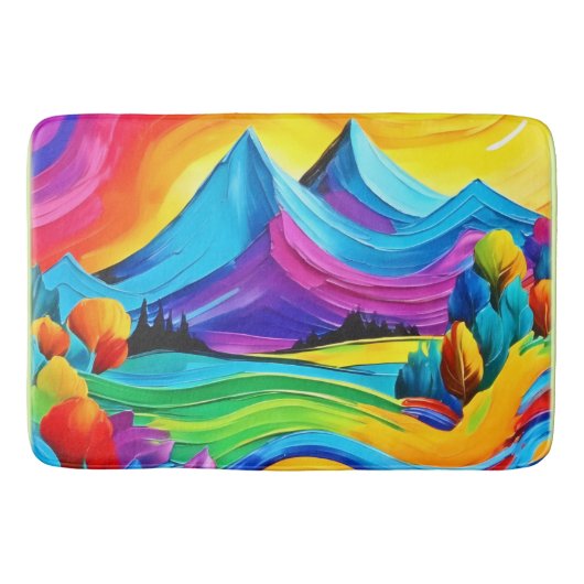 Rainbow Mountain Majesty Art Badmat (Voorkant)