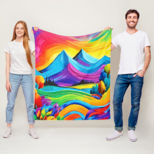 Rainbow Mountain Majesty Art Fleece Deken