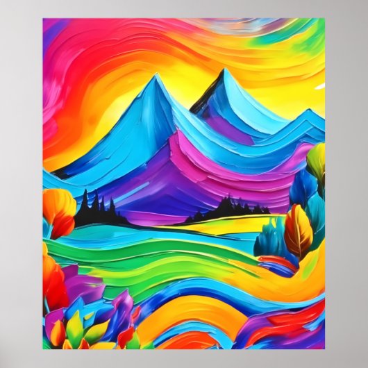 Rainbow Mountain Majesty Art Poster (Voorkant)