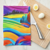 Rainbow Mountain Majesty Art Theedoek (Quarter Fold)