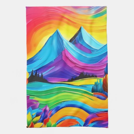 Rainbow Mountain Majesty Art Theedoek (Verticaal)