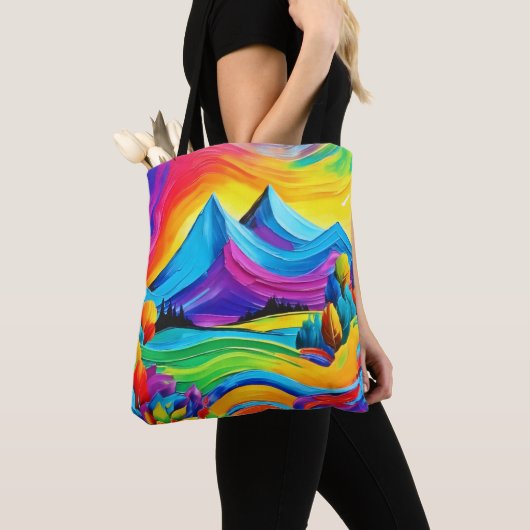 Rainbow Mountain Majesty Art Tote Bag (Dichtbij)
