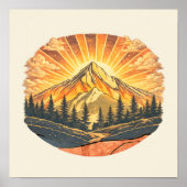 Rainbow Mountain Peak Retro Mountains Sunrise Art Poster (Voorkant)