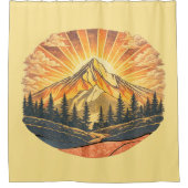 Rainbow Mountain Peak | Retro Mountains Sunrise  Douchegordijn (Voorkant)