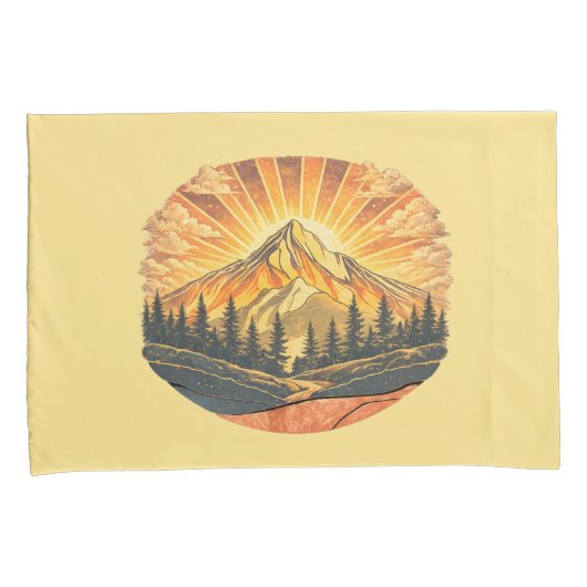 Rainbow Mountain Peak | Retro Mountains Sunrise  Kussensloop (Voorkant-Rechts)