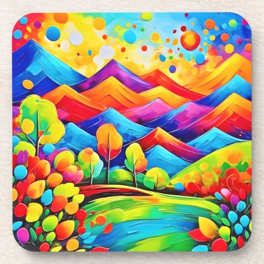 Rainbow Mountains Abstract landschap Bier Onderzetter (Voorkant)