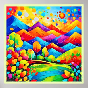 Rainbow Mountains Abstract landschap Poster