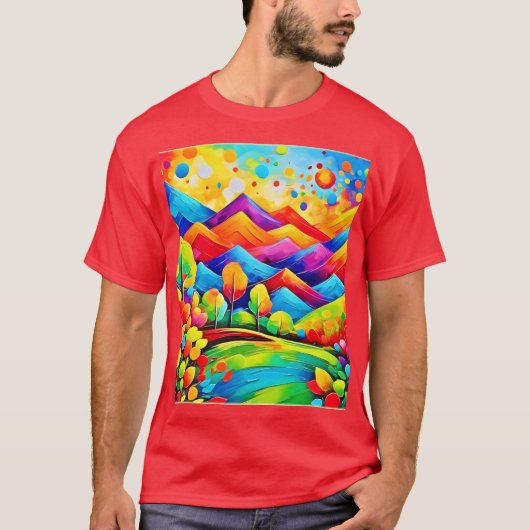 Rainbow Mountains Abstract landschap T-shirt (Voorkant)