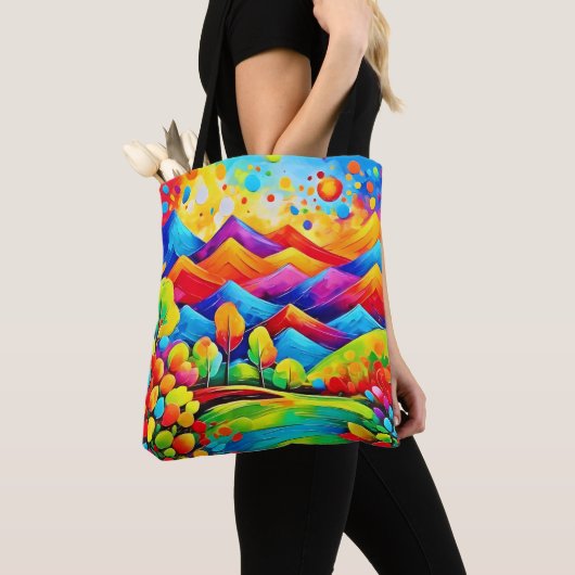 Rainbow Mountains Abstract landschap Tote Bag (Dichtbij)