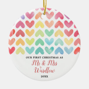 Rainbow Mr & Mrs. of Gay Personalized Couple Keramisch Ornament