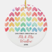Rainbow Mr & Mrs. of Gay Personalized Couple Keramisch Ornament (Achterkant)