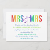 Rainbow Mrs & Mrs. | Lesbische bruiloft Kaart (Voorkant)