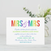 Rainbow Mrs & Mrs. | Lesbische bruiloft Kaart (Staand voorkant)