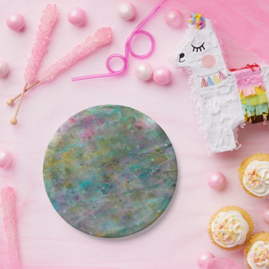 Rainbow Multi Colour Crystal Rock Marble Papieren Bordje (Feest)