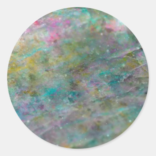 Rainbow Multi Colour Crystal Rock Marble Ronde Sticker (Voorkant)