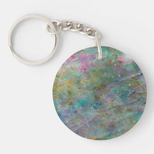 Rainbow Multi Colour Crystal Rock Marble Sleutelhanger (Voorkant)