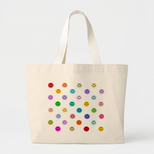 Rainbow Multicolor Face Pattern Grote Tote Bag (Voorkant)