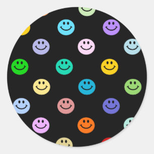 Rainbow Multicolor Face Pattern Ronde Sticker