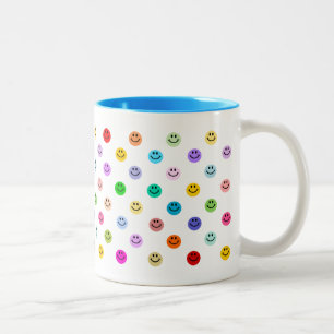 Rainbow Multicolor Face Pattern Tweekleurige Koffiemok