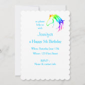Rainbow Multicolored Horse Birthday Custom Invite Kaart (Achterkant)