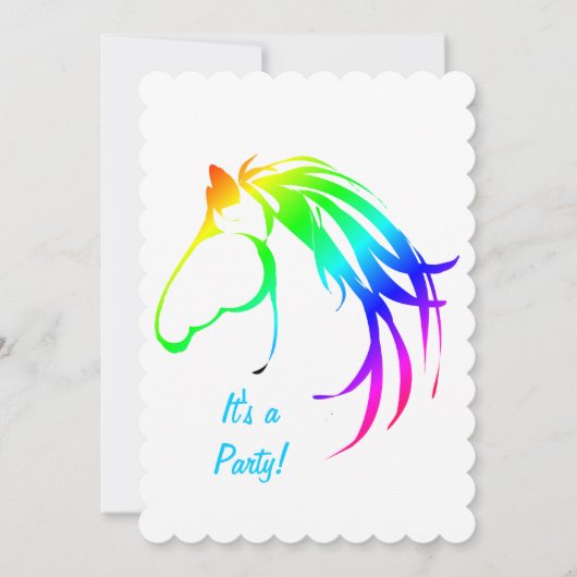 Rainbow Multicolored Horse Birthday Custom Invite Kaart (Voorkant)
