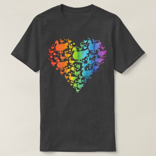 Rainbow Muscovy Duck Heart Funny Farmer T-shirt (Design voorkant)