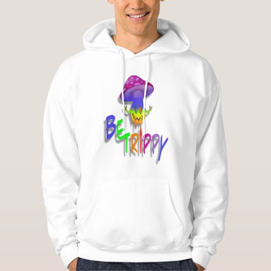 Rainbow Mushroom Peace Sign Hooed Sweatshirt (Voorkant)