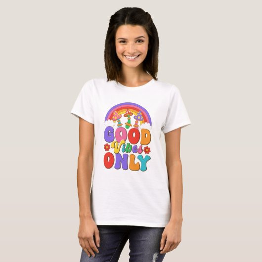 Rainbow Mushroom Vibes T-shirt (Voorkant volledig)