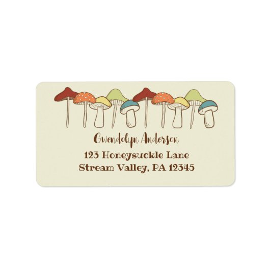 Rainbow Mushrooms Toadstools Return Address Etiket (Voorkant)