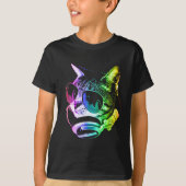 Rainbow Music Cat T-shirt (Voorkant)