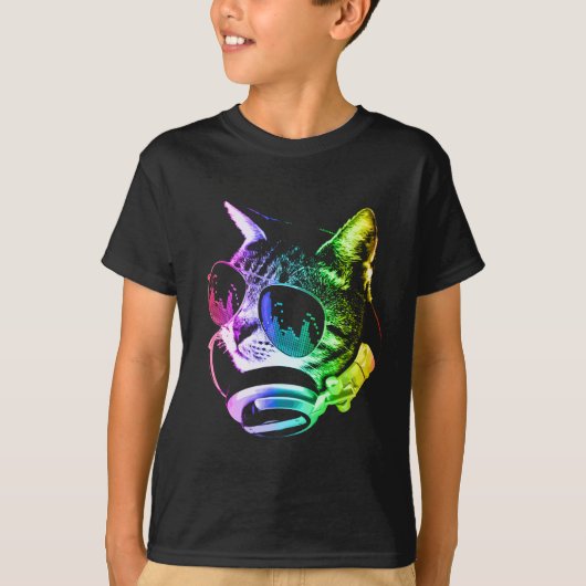 Rainbow Music Cat T-shirt (Voorkant)