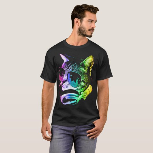 Rainbow Music Cat T-shirt (Voorkant volledig)
