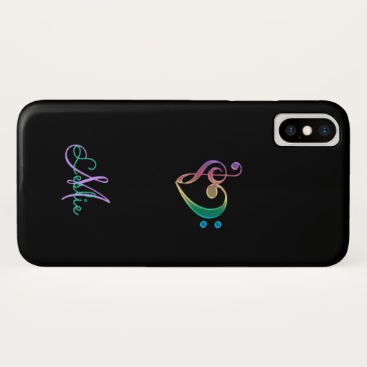 Rainbow Music Clef Heart iPhone X Hoesje (Achterkant (horizontaal))