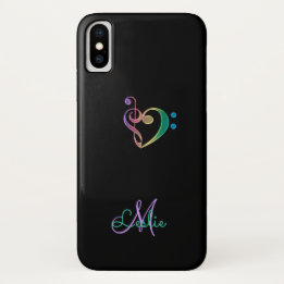 Rainbow Music Clef Heart iPhone X Hoesje