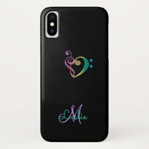 Rainbow Music Clef Heart iPhone X Hoesje