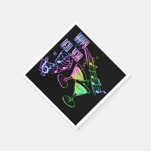 Rainbow Music en Cocktails Happy Nieuwjaar Napkins Servet (Hoek)